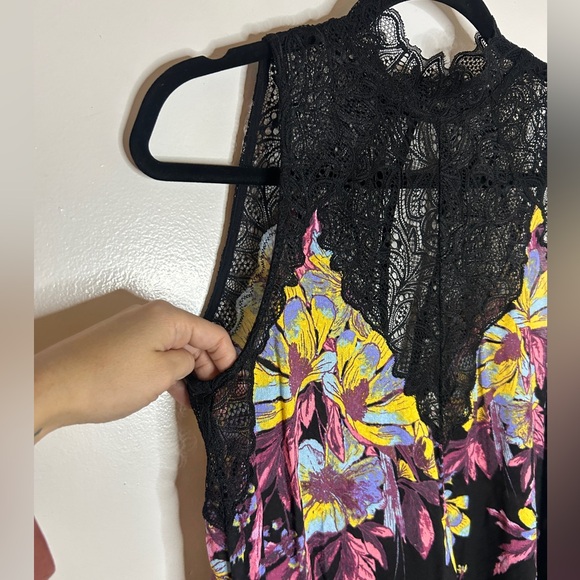 Free People Intimately Marsha Slip Dress lace details and floral Size Small - Picture 11 of 14